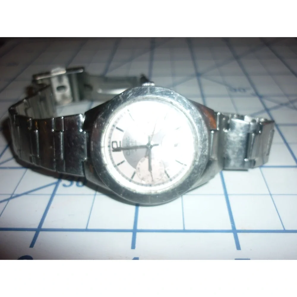 Vtg Casio‎ Quartz Watch Pink Multi Dial Stainless Steel LTP-2069 Works